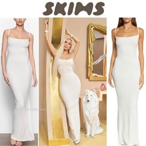 SKIMS SOFT LOUNGE LONG SLIP DRESS IN MARBLE NWT LIMITED EDITION